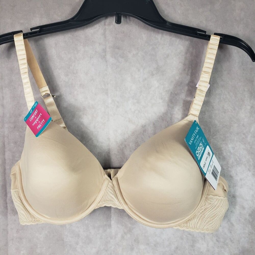 Vanity Fair Bra 36D Effortless Comfortable Support Underwire Padded Neutral
